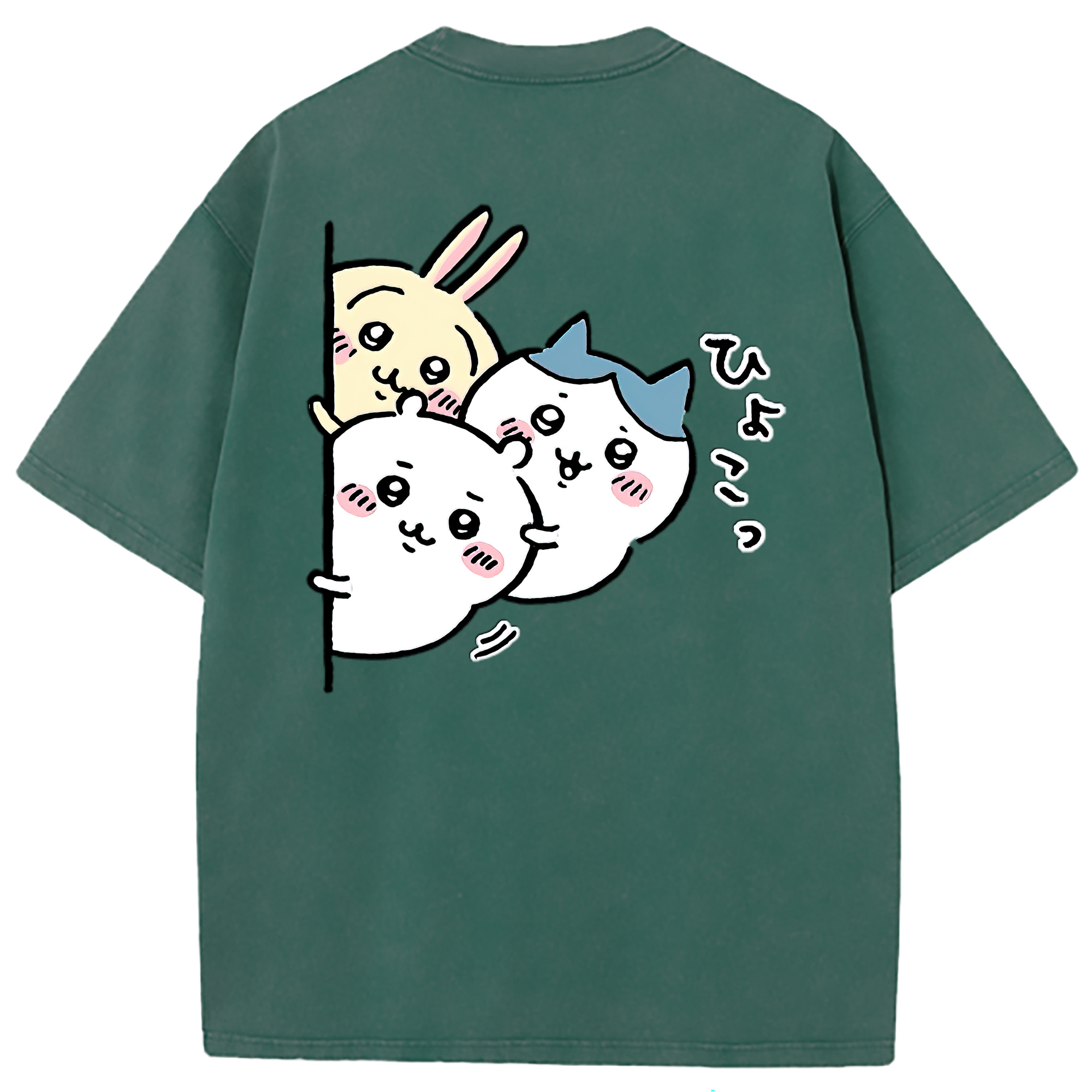（画像用） ちいかわ うさぎ Chii-kawa usagi 綿100% ヴィンテージ風 半袖Tシャツ（背面プリント）